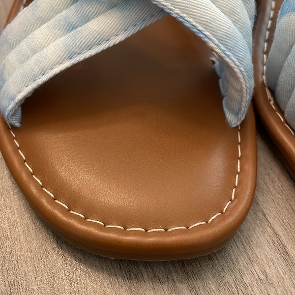 Shade & Shore Blue and White Tie Dye Clouds Slip On Fabric Sandals Flats New 7 - Picture 6 of 10